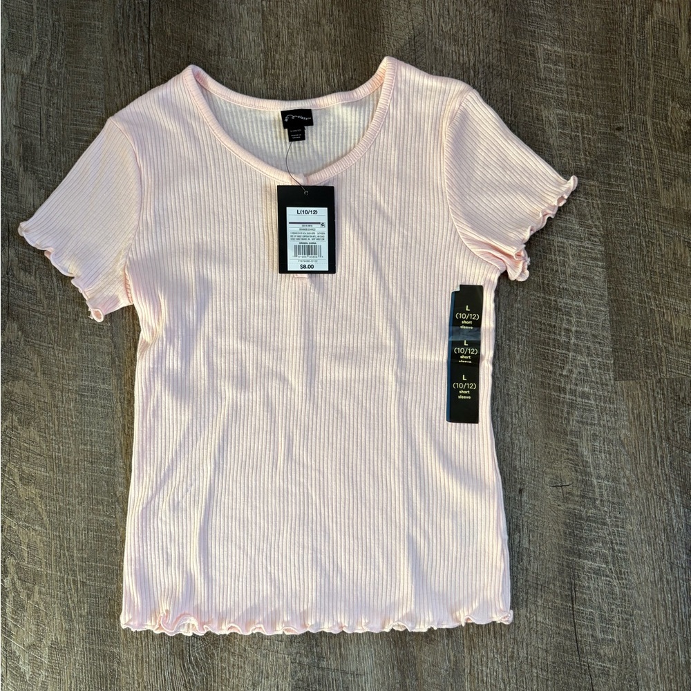 Art Class Light Pink Ribbed Short Sleeve Tee